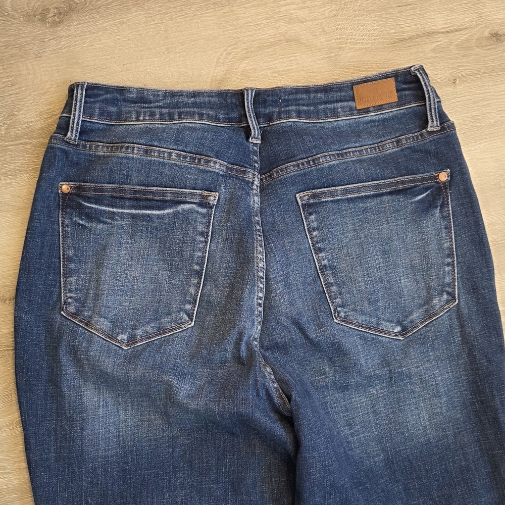 Wome Judy Blue Jeans Control Top Flare Blue Raw Hem Size 16W - Picture 7 of 7